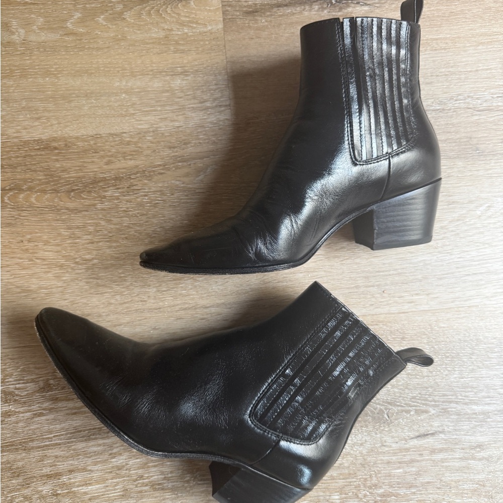 Paige Black Leather Ankle Boots